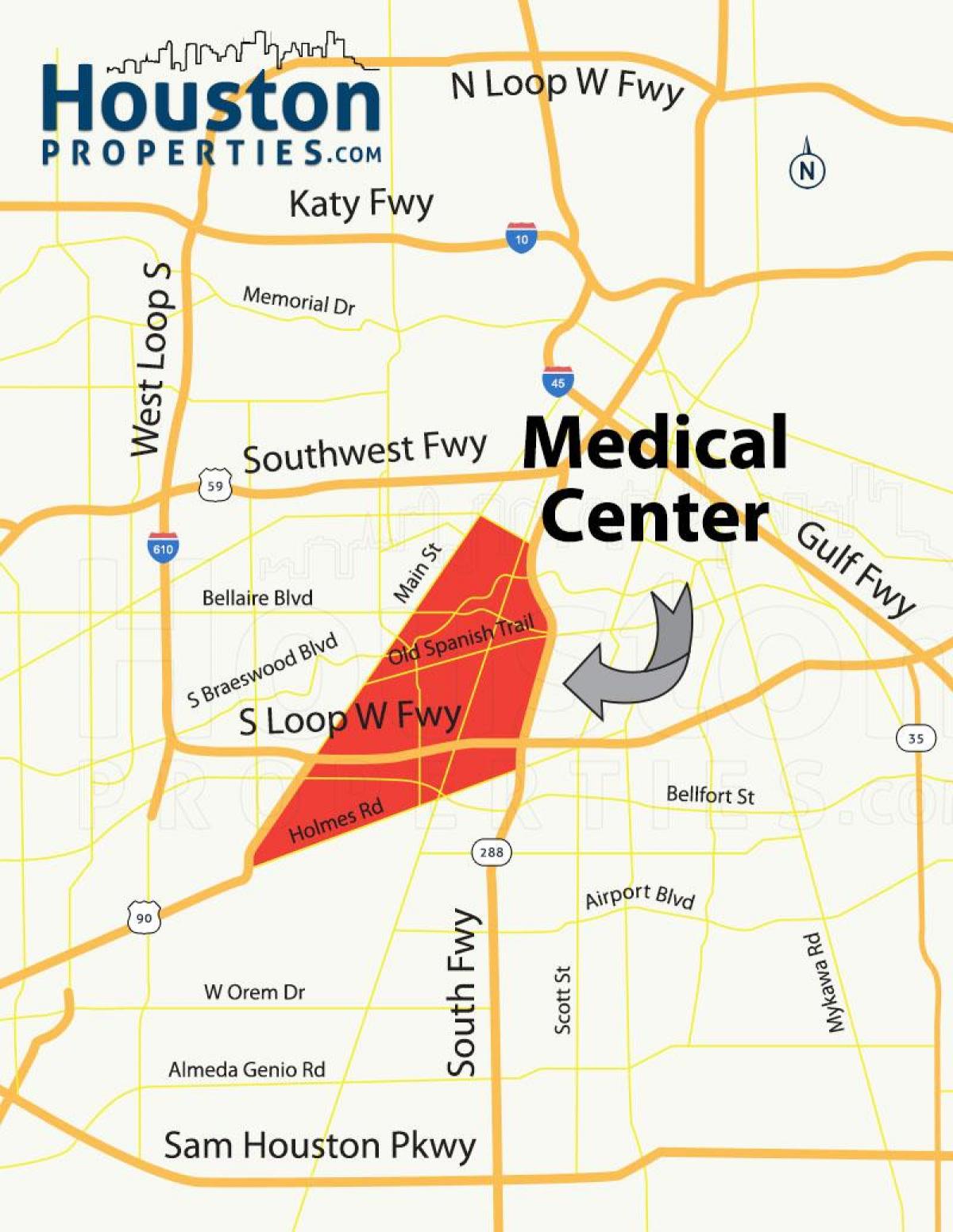 خريطة المركز الطبي في هيوستن