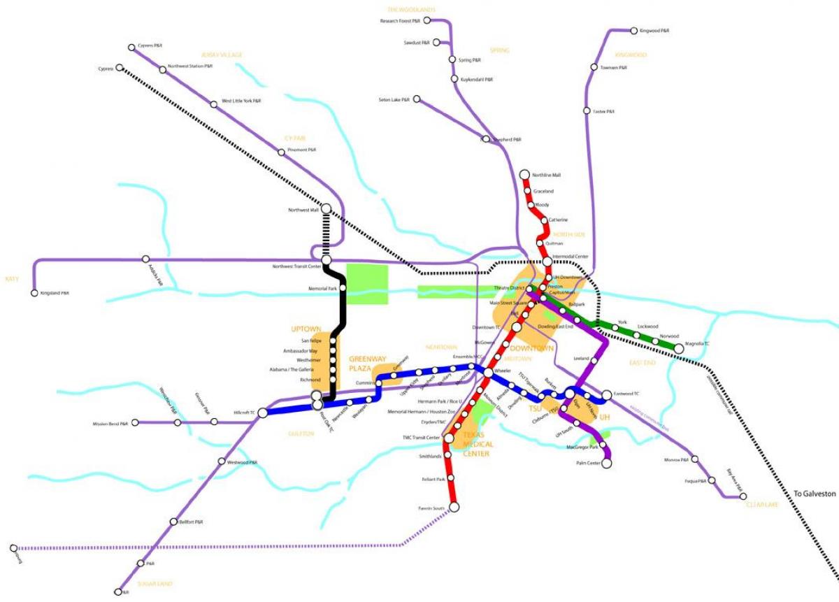 مترو السكك الحديدية هيوستن خريطة